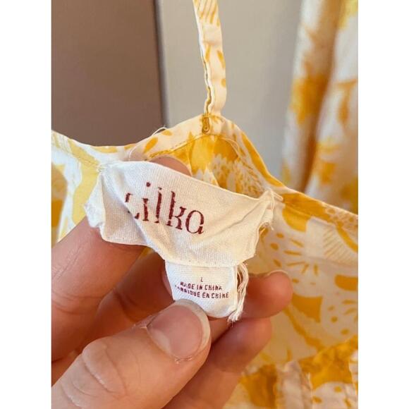 Anthro Lilka Yellow Floral Print Tank Top - Size L - Picture 5 of 5